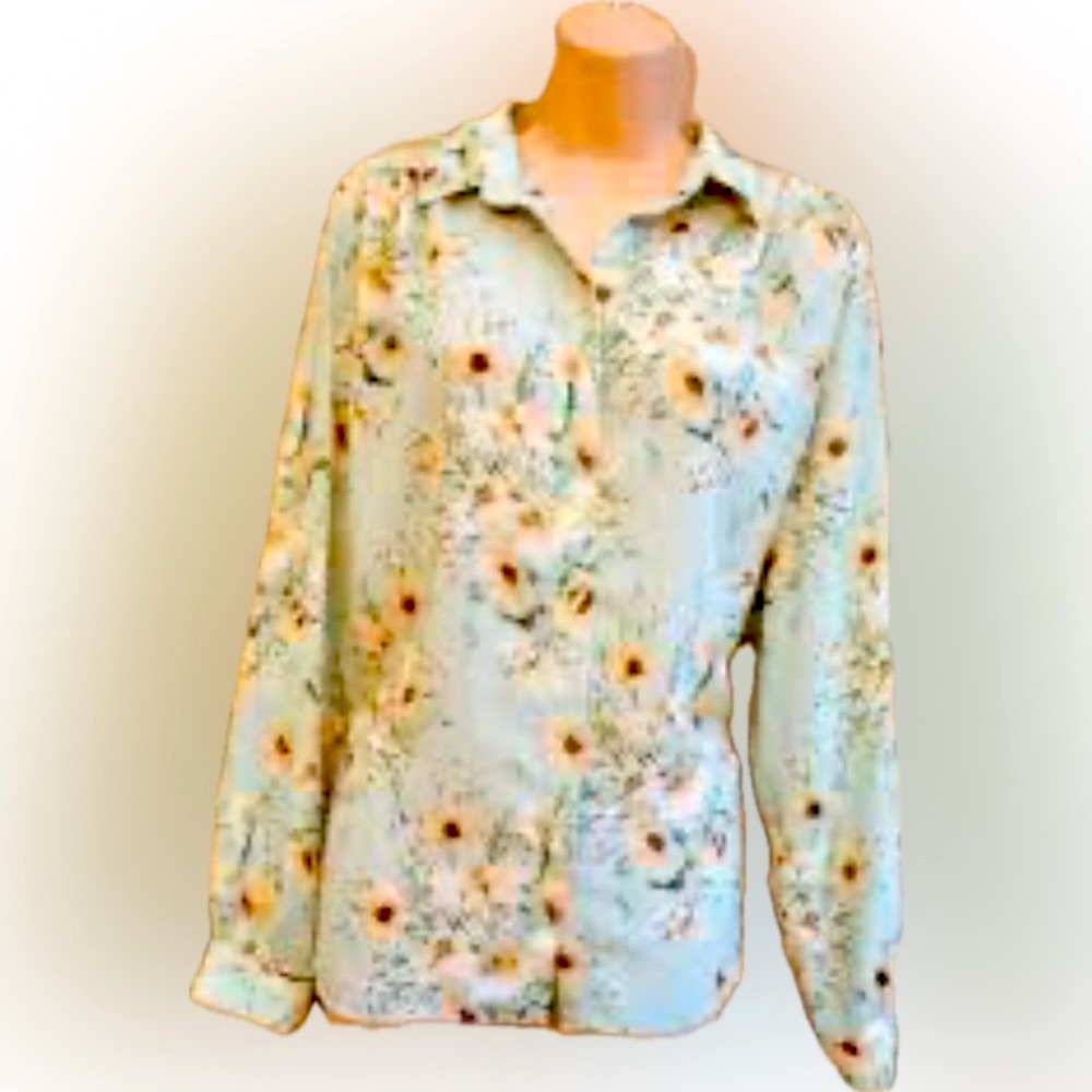H&M | floral long sleeve shirt￼